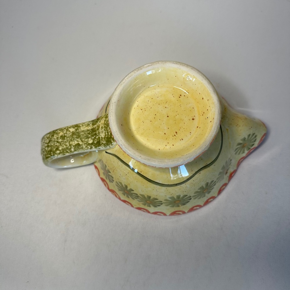 Italica Ars Handpainted Gravy Sauce Pitcher Yellow & Red Sponged Leaves Fruit - Picture 6 of 8